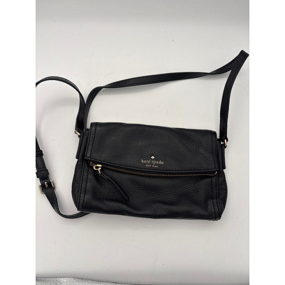 Women’s Kate Spade Black Leather Crossbody Purse w/ Gold Hardware